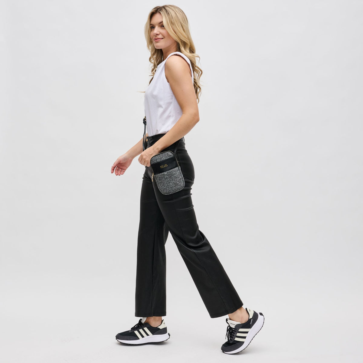 Woman wearing Black White Sol and Selene By My Side Crossbody 841764105781 View 3 | Black White
