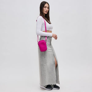 Woman wearing Fuchsia Sol and Selene Divide & Conquer - Woven Neoprene Crossbody 841764108720 View 3 | Fuchsia