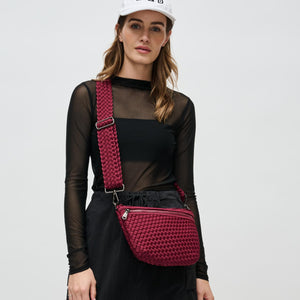 Woman wearing Wine Sol and Selene Ethereal - Woven Neoprene Crossbody 841764110907 View 3 | Wine