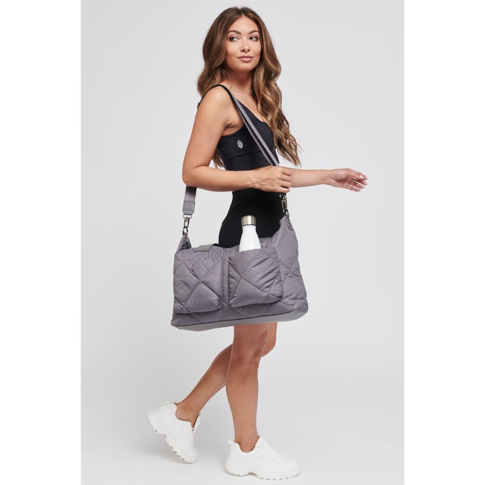 Woman wearing Carbon Sol and Selene Integrity Tote 841764105675 View 1 | Carbon