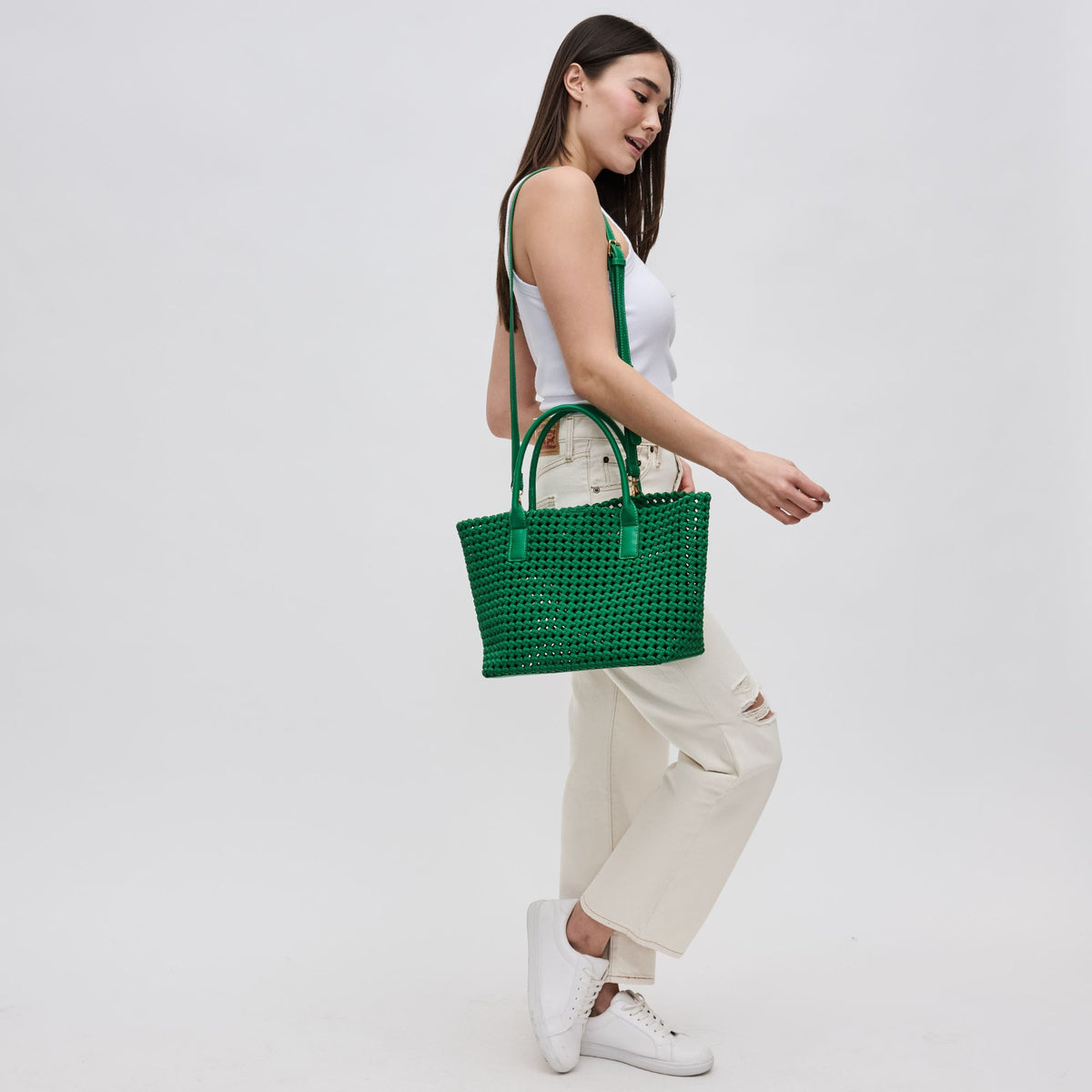 Woman wearing Kelly Green Sol and Selene Solstice - Medium Tote 841764109956 View 4 | Kelly Green