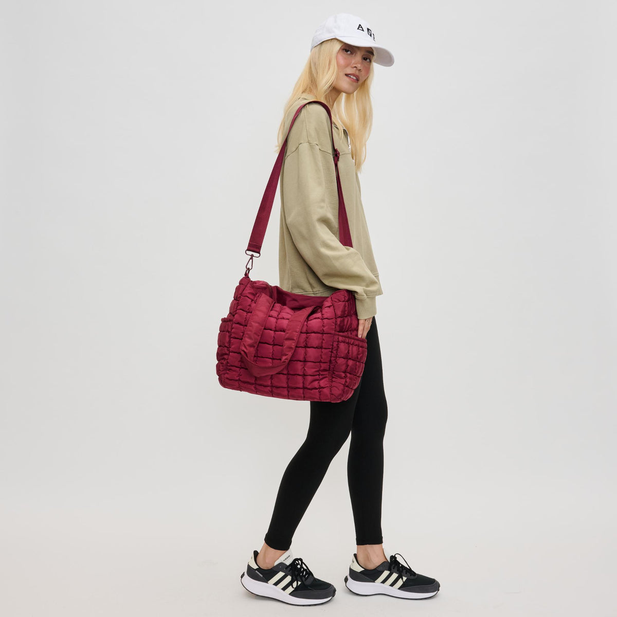 Woman wearing Burgundy Sol and Selene Dreamer Tote 841764110624 View 3 | Burgundy