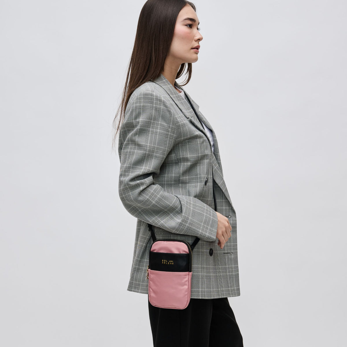 Woman wearing Pastel Pink Sol and Selene By My Side Crossbody 841764106320 View 1 | Pastel Pink