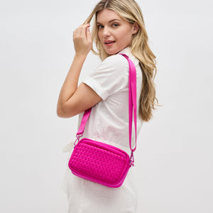 Woman wearing Fuchsia Sol and Selene Inspiration - Woven Neoprene Crossbody 841764108331 View 2 | Fuchsia