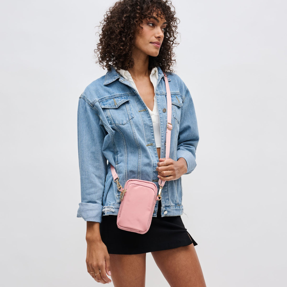 Woman wearing Pastel Pink Sol and Selene Divide & Conquer Crossbody 841764106658 View 1 | Pastel Pink