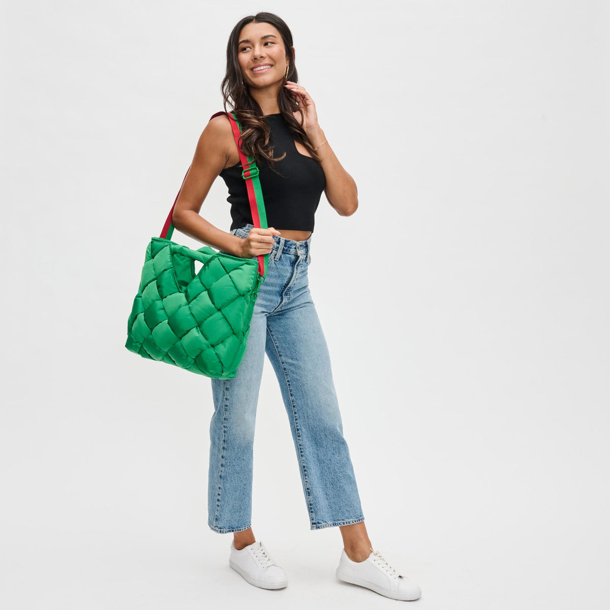 Woman wearing Kelly Green Sol and Selene Revelation Tote 841764110044 View 2 | Kelly Green
