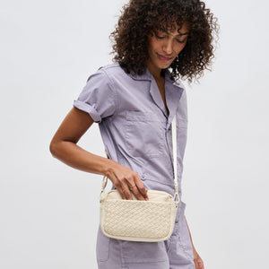 Woman wearing Cream Sol and Selene Inspiration - Woven Neoprene Crossbody 841764109291 View 2 | Cream