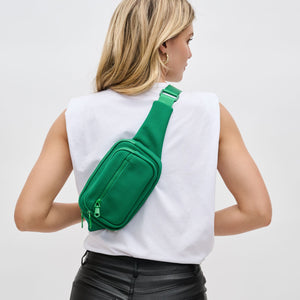 Woman wearing Green Sol and Selene Hip Hugger - Neoprene Mesh Belt Bag 841764109840 View 2 | Green