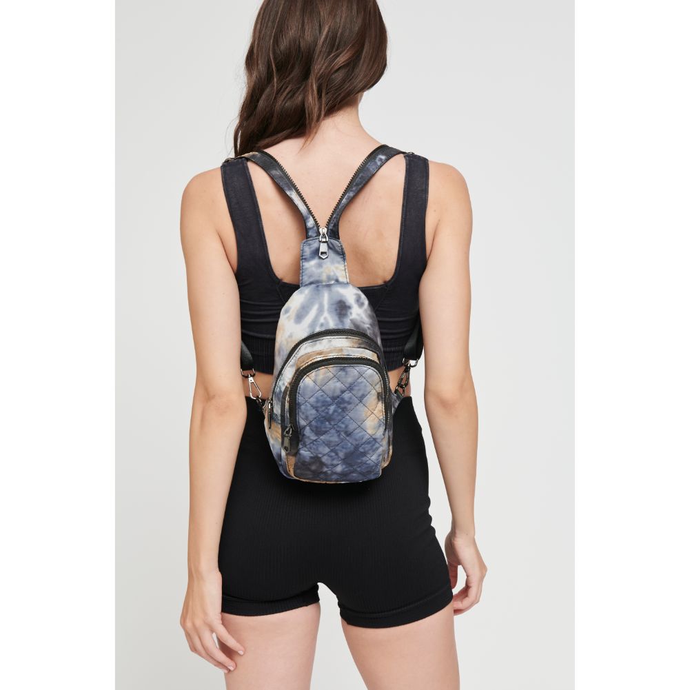 Woman wearing Storm Tie Dye Sol and Selene On The Run Sling Backpack 841764105460 View 1 | Storm Tie Dye