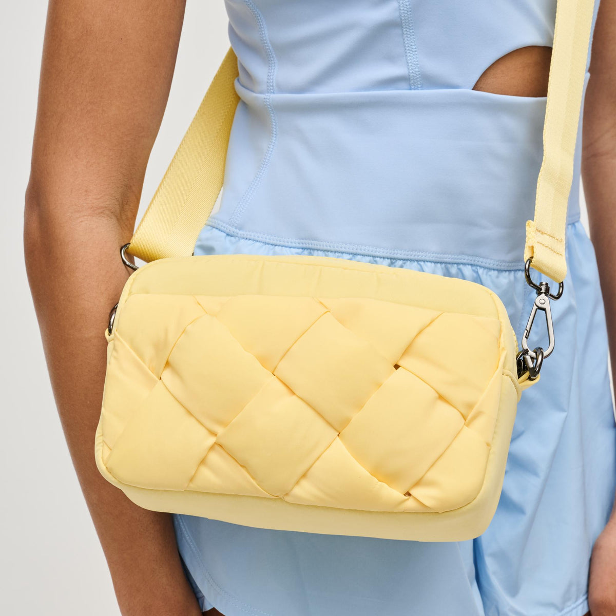 Woman wearing Butter Sol and Selene Inspiration - Braided Woven Nylon Crossbody 841764111782 View 4 | Butter