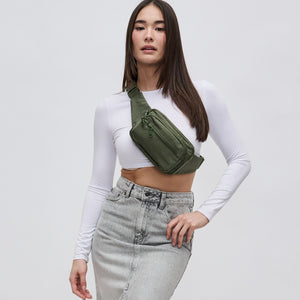 Woman wearing Olive Sol and Selene Hip Hugger Belt Bag 841764108270 View 1 | Olive