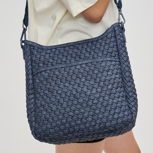 Woman wearing Dark Denim Sol and Selene Kismet - Woven Neoprene Crossbody 841764110198 View 4 | Dark Denim