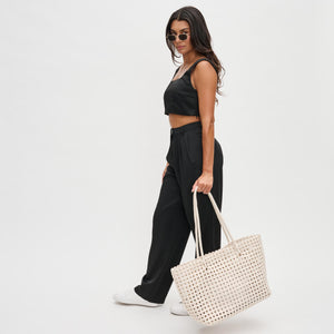 Woman wearing Ivory Sol and Selene Reflection Tote 841764110112 View 4 | Ivory