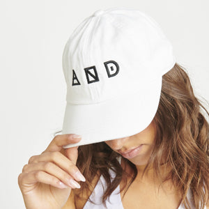 Woman wearing White Sol and Selene AND Logo Hat Baseball Cap 841764106542 View 1 | White