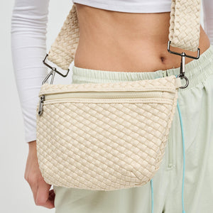 Woman wearing Cream Sol and Selene Ethereal - Woven Neoprene Crossbody 841764110846 View 4 | Cream