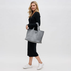 Woman wearing Grey Sol and Selene Sky's The Limit - Large Tote 841764108218 View 2 | Grey