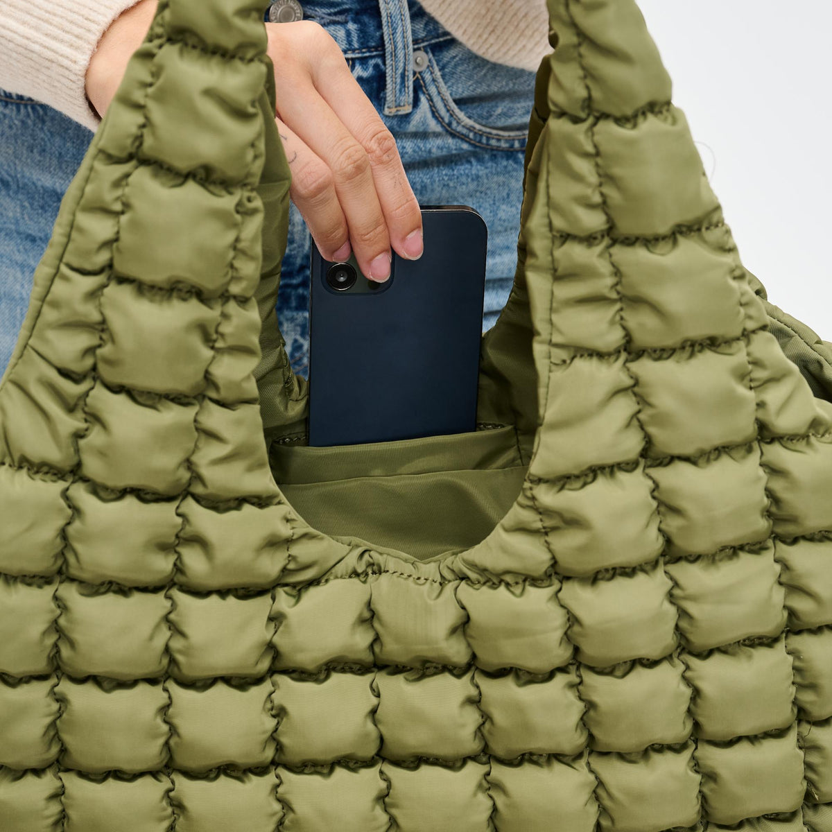 Woman wearing Olive Sol and Selene Elevate Hobo 841764110563 View 4 | Olive