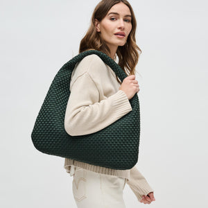 Woman wearing Olive Sol and Selene Dare to Dream - Large Woven Neoprene Hobo 841764110952 View 2 | Olive