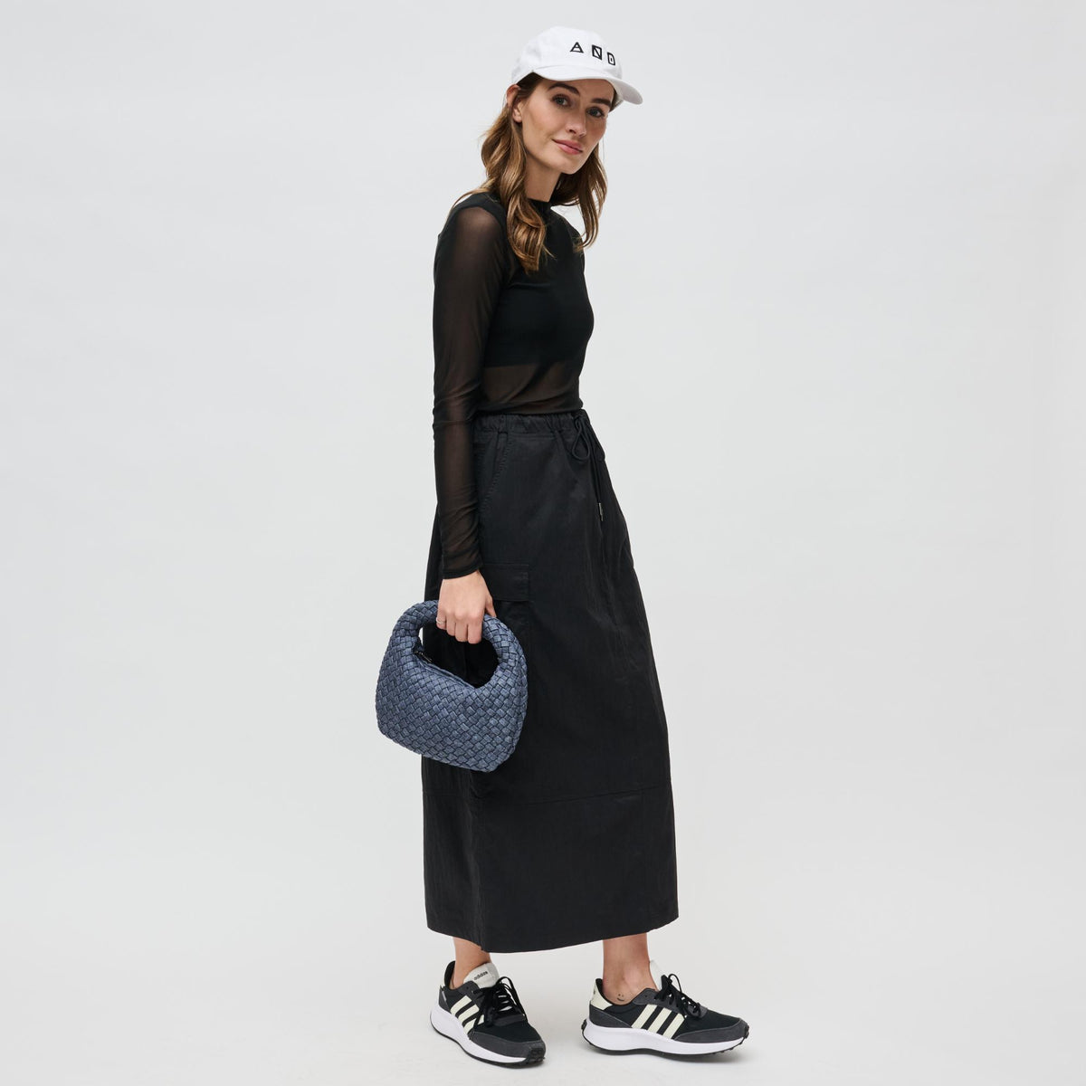 Woman wearing Dark Denim Sol and Selene Dare to Dream - Small Woven Neoprene Clutch 841764111133 View 2 | Dark Denim