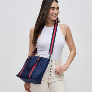 Woman wearing Navy Sol and Selene Motivator Mini Tote Mini Tote 841764106511 View 2 | Navy