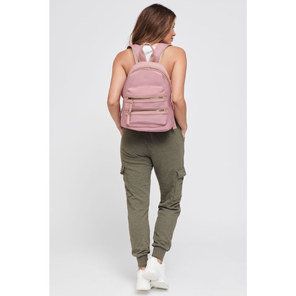Woman wearing Mauve Sol and Selene Carpe Diem - Neoprene Backpack 841764105613 View 3 | Mauve