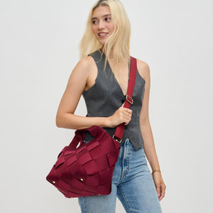 Woman wearing Wine Sol and Selene Resilience - Woven Neoprene Tote 841764110136 View 2 | Wine