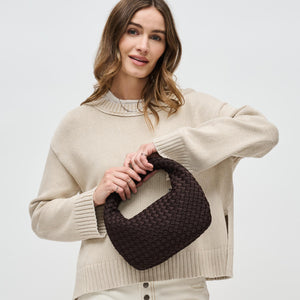 Woman wearing Chocolate Sol and Selene Dare to Dream - Small Woven Neoprene Clutch 841764111096 View 2 | Chocolate