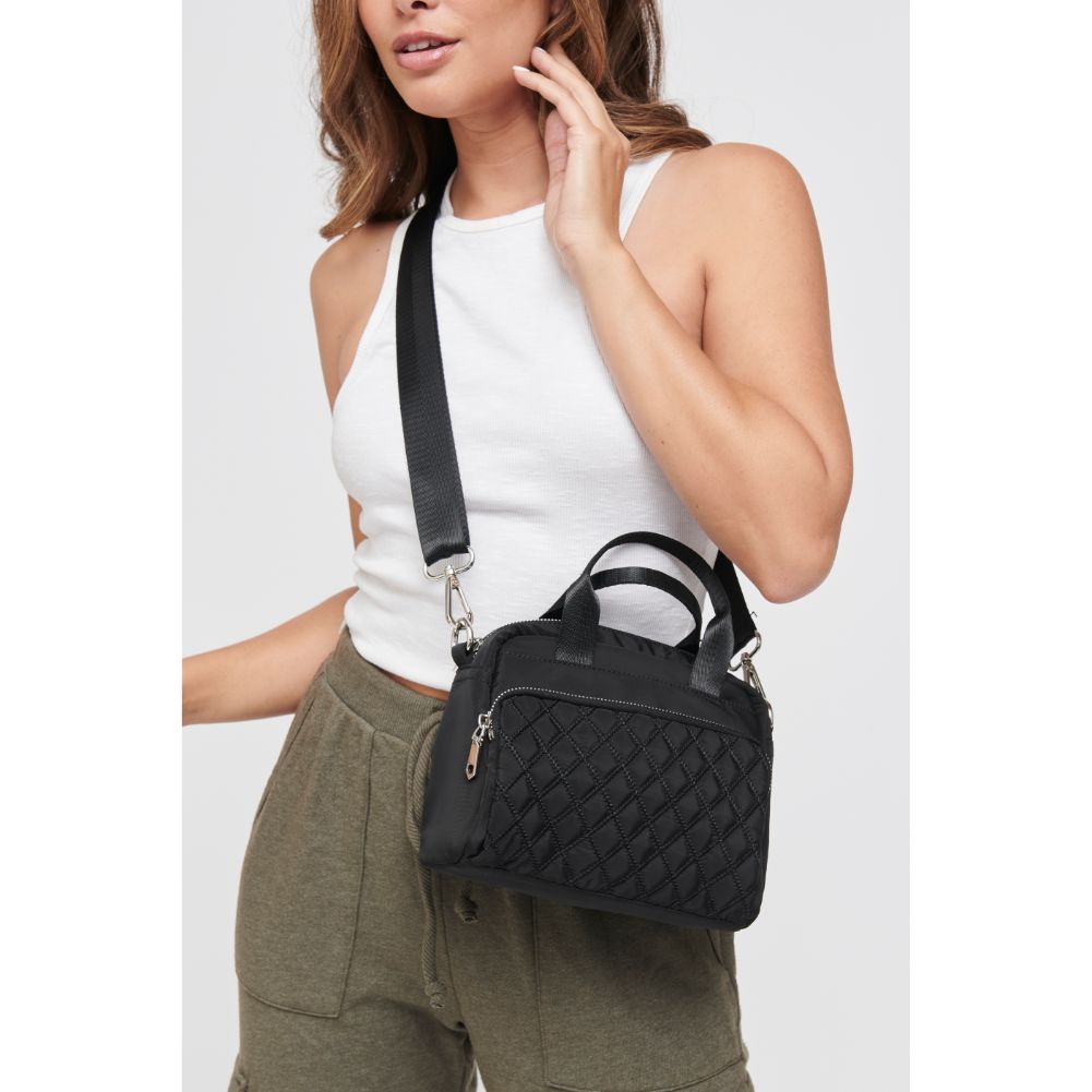 Woman wearing Black Sol and Selene Rejoice - Quilted Crossbody 841764106450 View 1 | Black