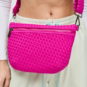 Woman wearing Fuchsia Sol and Selene Ethereal - Woven Neoprene Crossbody 841764110860 View 4 | Fuchsia