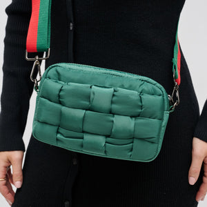 Woman wearing Emerald Sol and Selene Inspiration - Woven Nylon Crossbody 841764107617 View 4 | Emerald