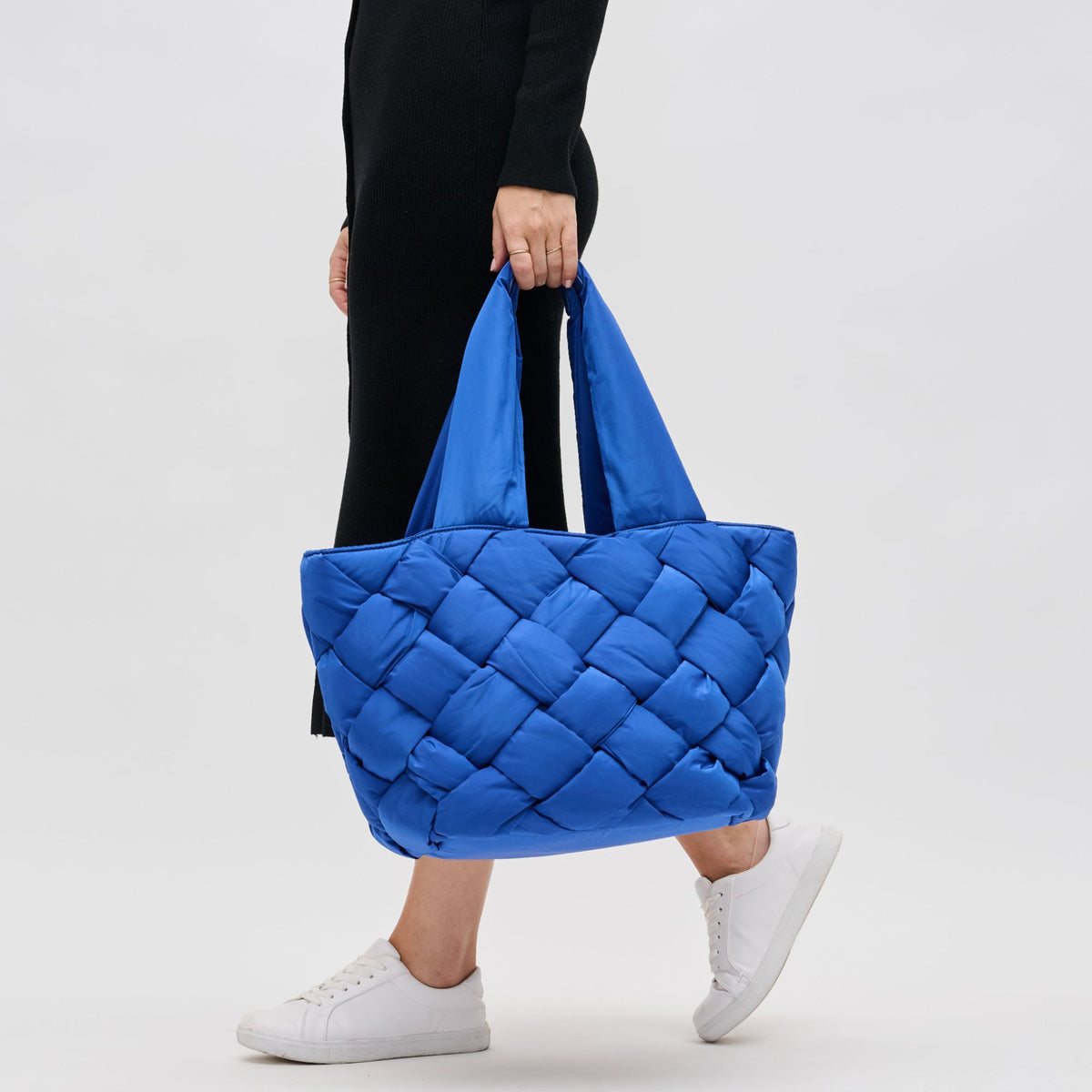 Woman wearing Cobalt Sol and Selene Intuition East West Tote 841764107877 View 3 | Cobalt