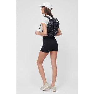 Woman wearing Black Marble Sol and Selene Iconic - Small Nylon Backpack 841764106726 View 3 | Black Marble