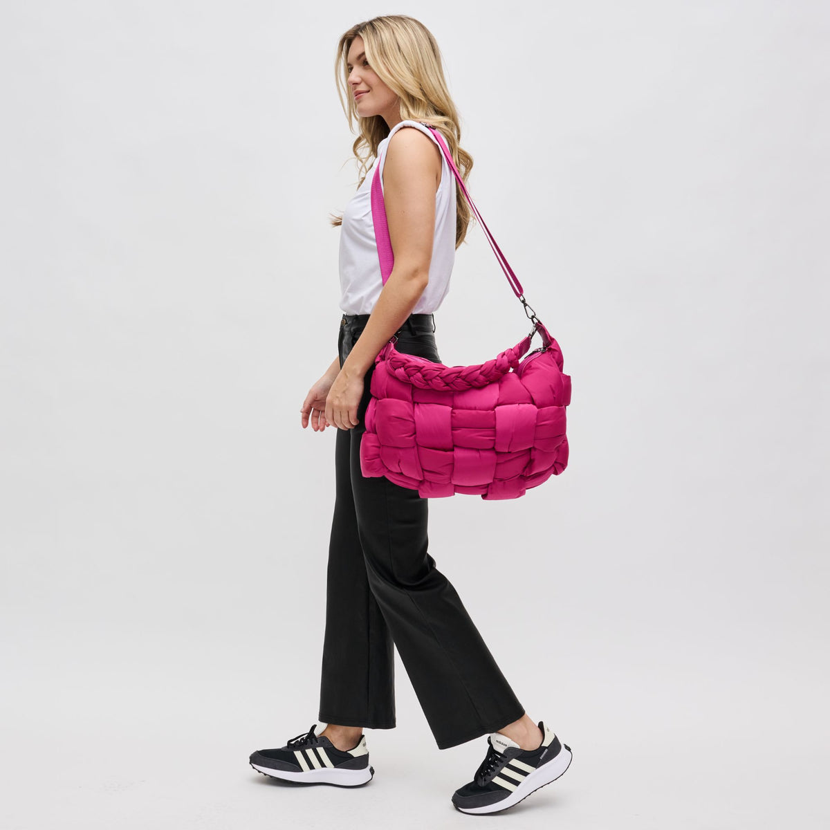 Woman wearing Magenta Sol and Selene Sixth Sense - Large Hobo 841764107662 View 2 | Magenta