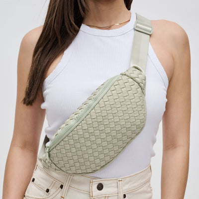 Woman wearing Sage Sol and Selene Aim High Belt Bag 841764109161 View 1 | Sage