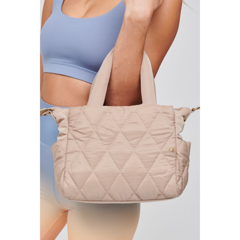 Woman wearing Nude Sol and Selene Aspire - Small Mini Tote 841764107723 View 4 | Nude