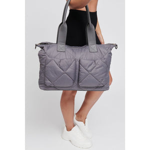Woman wearing Carbon Sol and Selene Integrity Tote 841764105675 View 4 | Carbon