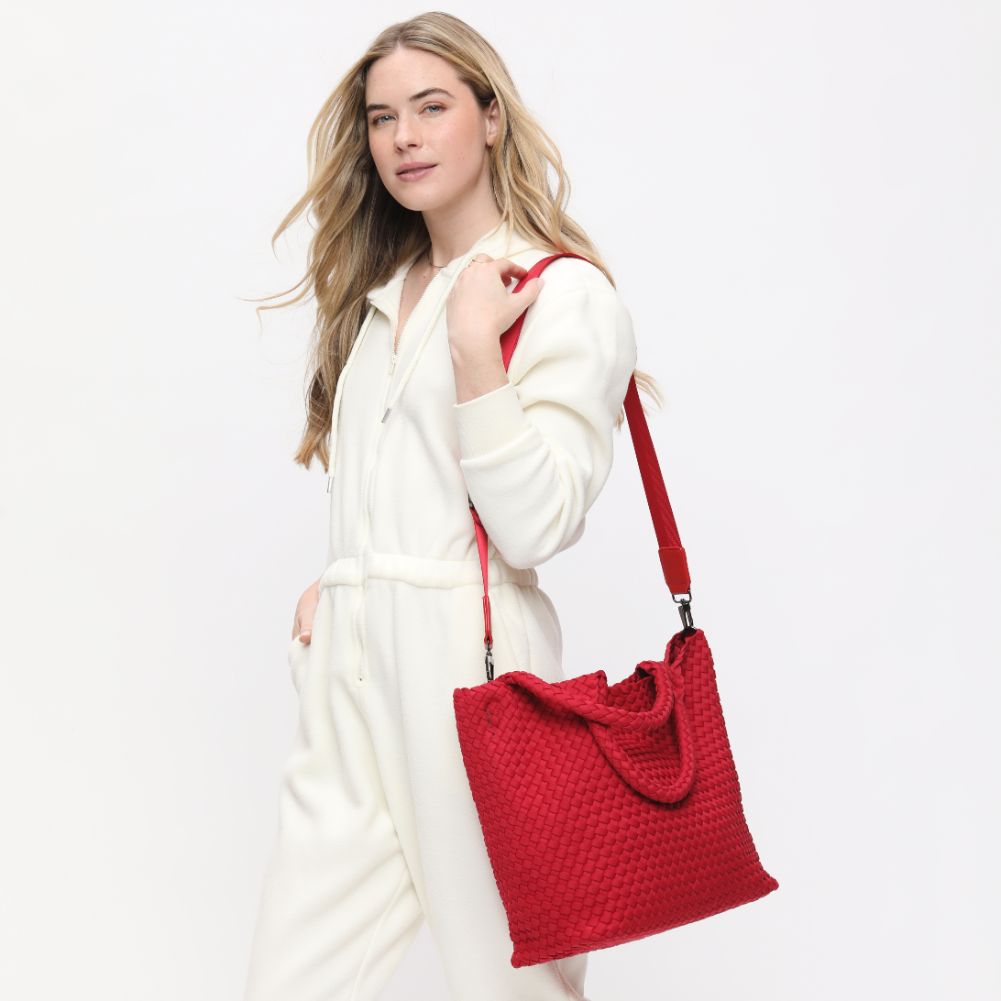 Woman wearing Red Sol and Selene Sky&#39;s The Limit - Medium Tote 841764108188 View 4 | Red