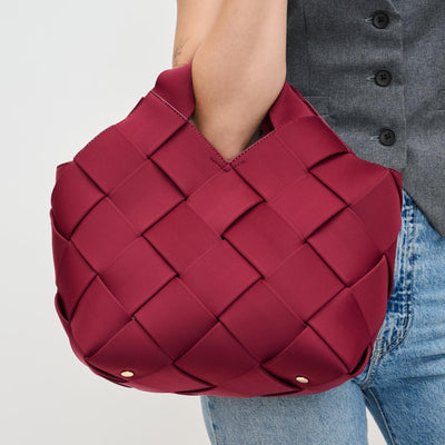 Woman wearing Wine Sol and Selene Resilience - Woven Neoprene Tote 841764110136 View 1 | Wine