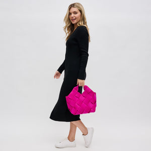 Woman wearing Fuchsia Sol and Selene Resilience - Woven Neoprene Tote 841764108584 View 4 | Fuchsia