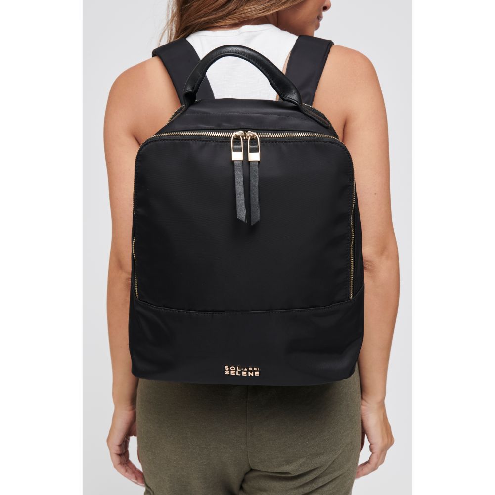 Woman wearing Black Sol and Selene Cloud Nine Backpack 841764103046 View 1 | Black