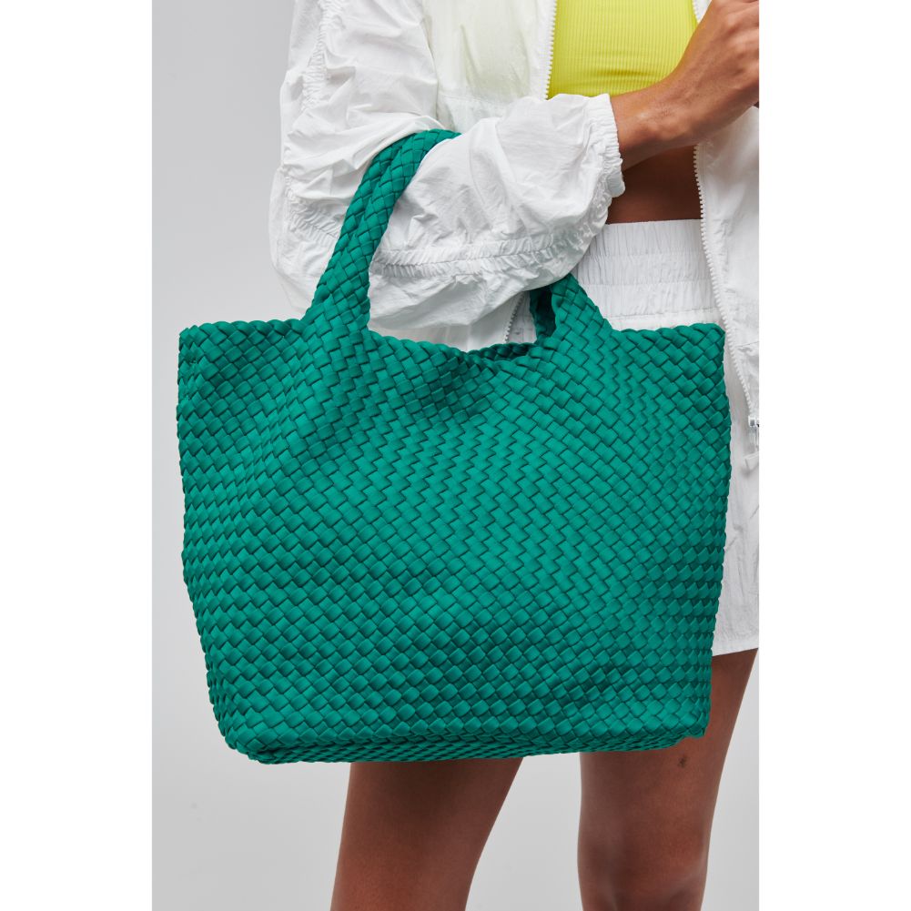 Woman wearing Emerald Sol and Selene Sky&#39;s The Limit - Medium Tote 841764107808 View 1 | Emerald