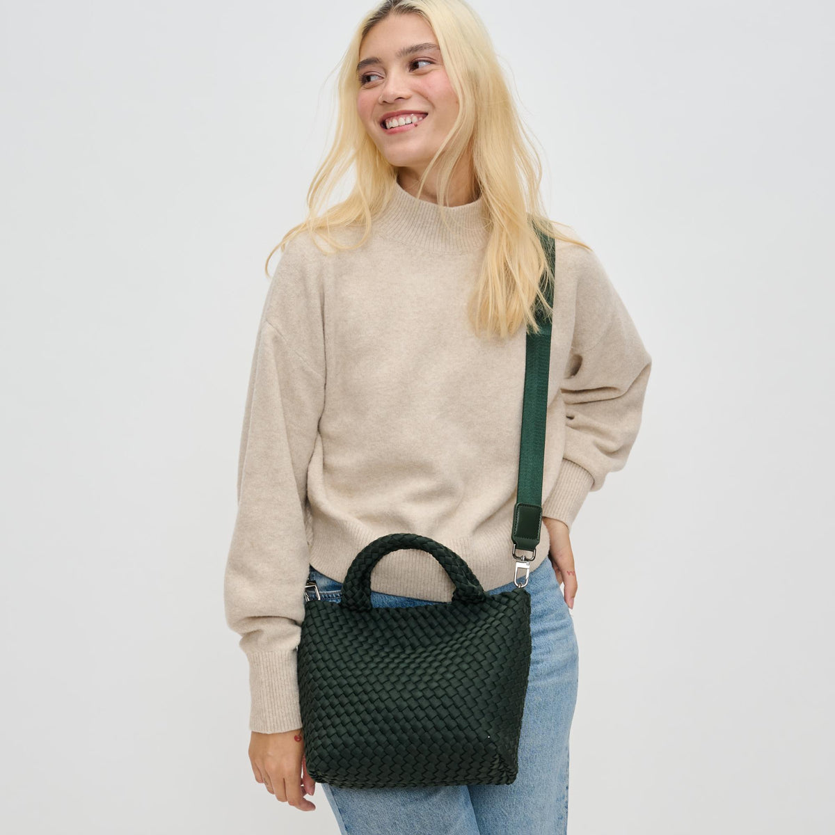 Woman wearing Olive Sol and Selene Sky's The Limit - Small Crossbody 841764110303 View 1 | Olive