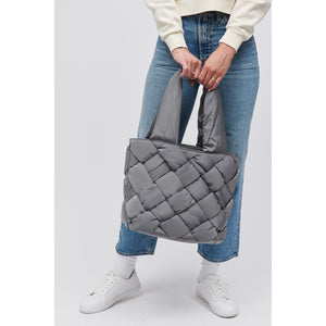 Woman wearing Carbon Sol and Selene Intuition North South Tote 841764107358 View 1 | Carbon