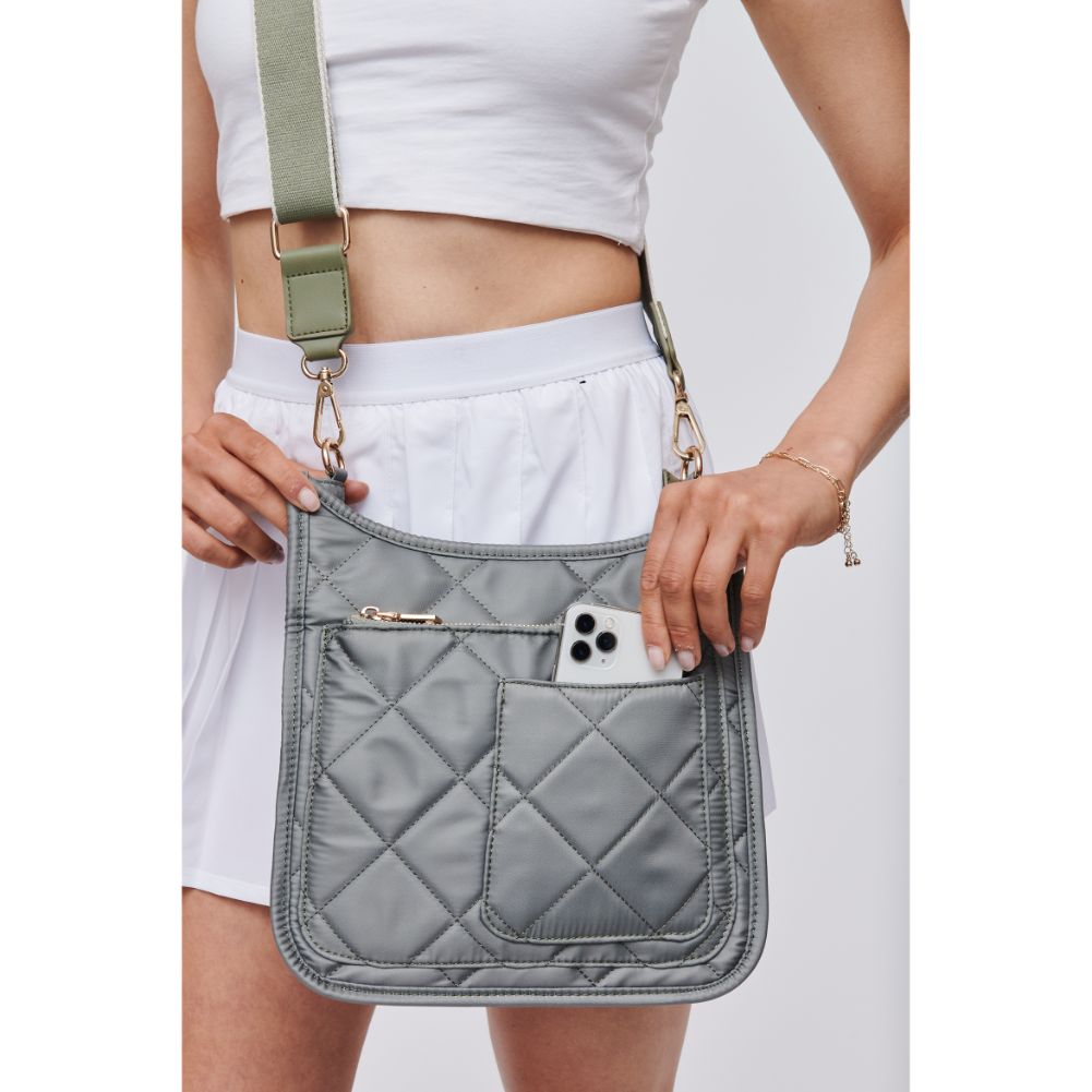 Woman wearing Sage Sol and Selene Motivator Messenger Crossbody 841764107525 View 1 | Sage