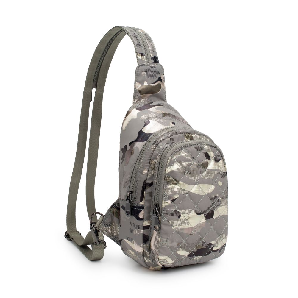 Product Image of Sol and Selene On The Run Sling Backpack 841764105453 View 6 | Seafoam Metallic Camo