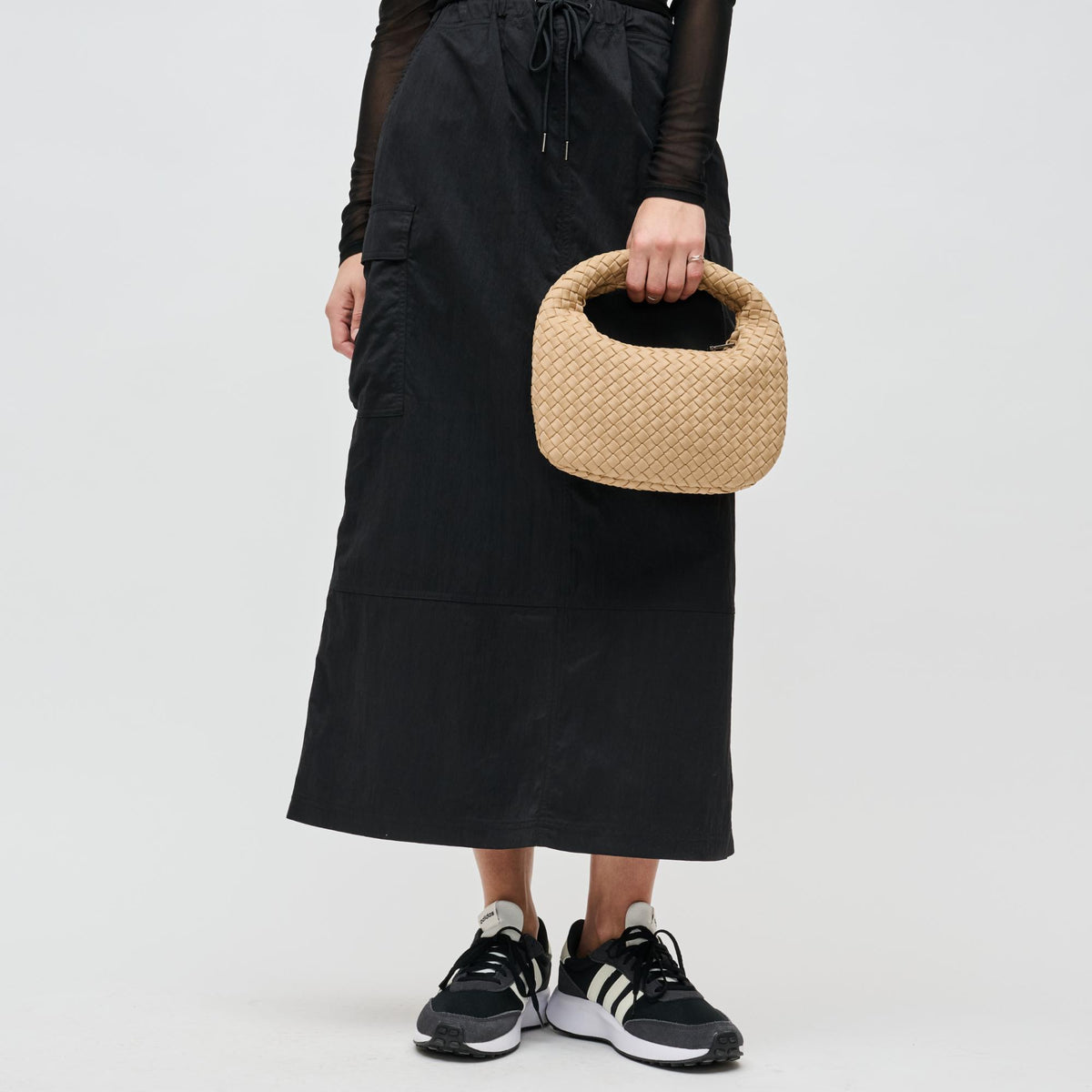 Woman wearing Nude Sol and Selene Dare to Dream - Small Woven Neoprene Clutch 841764111119 View 2 | Nude