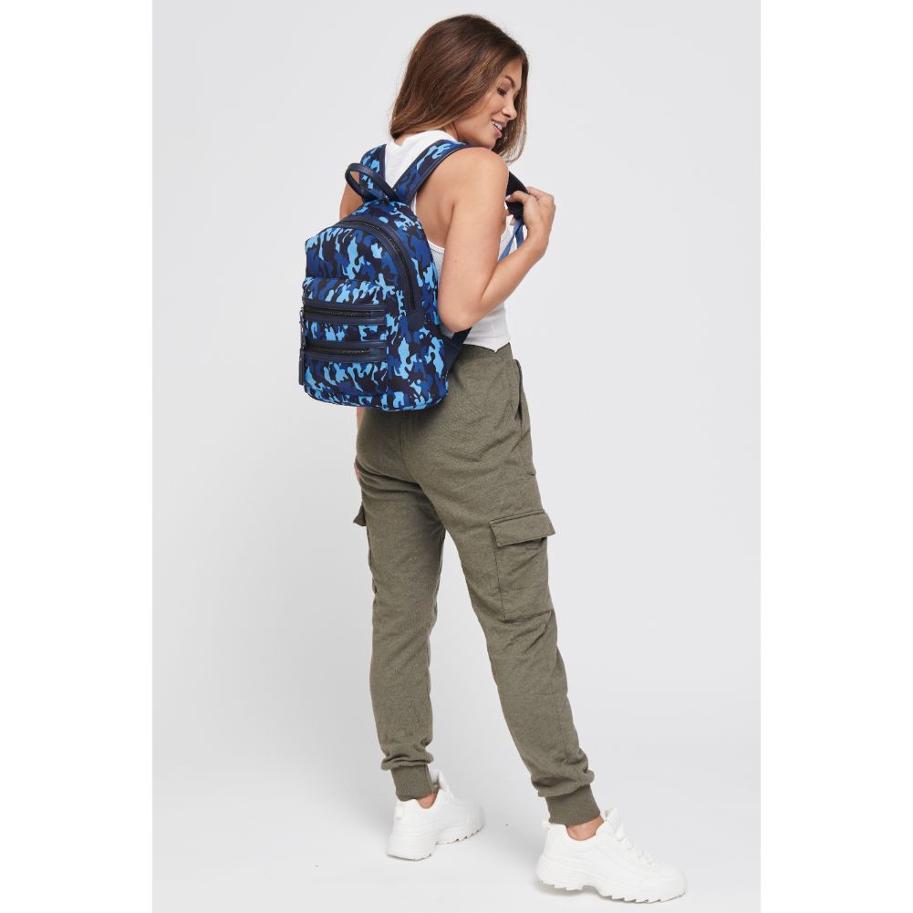 Woman wearing Navy Camo Sol and Selene Carpe Diem - Neoprene Backpack 841764105583 View 3 | Navy Camo