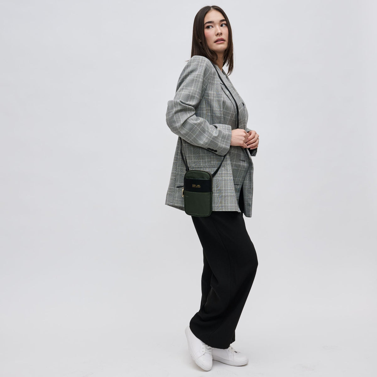 Woman wearing Olive Sol and Selene By My Side Crossbody 841764105767 View 2 | Olive