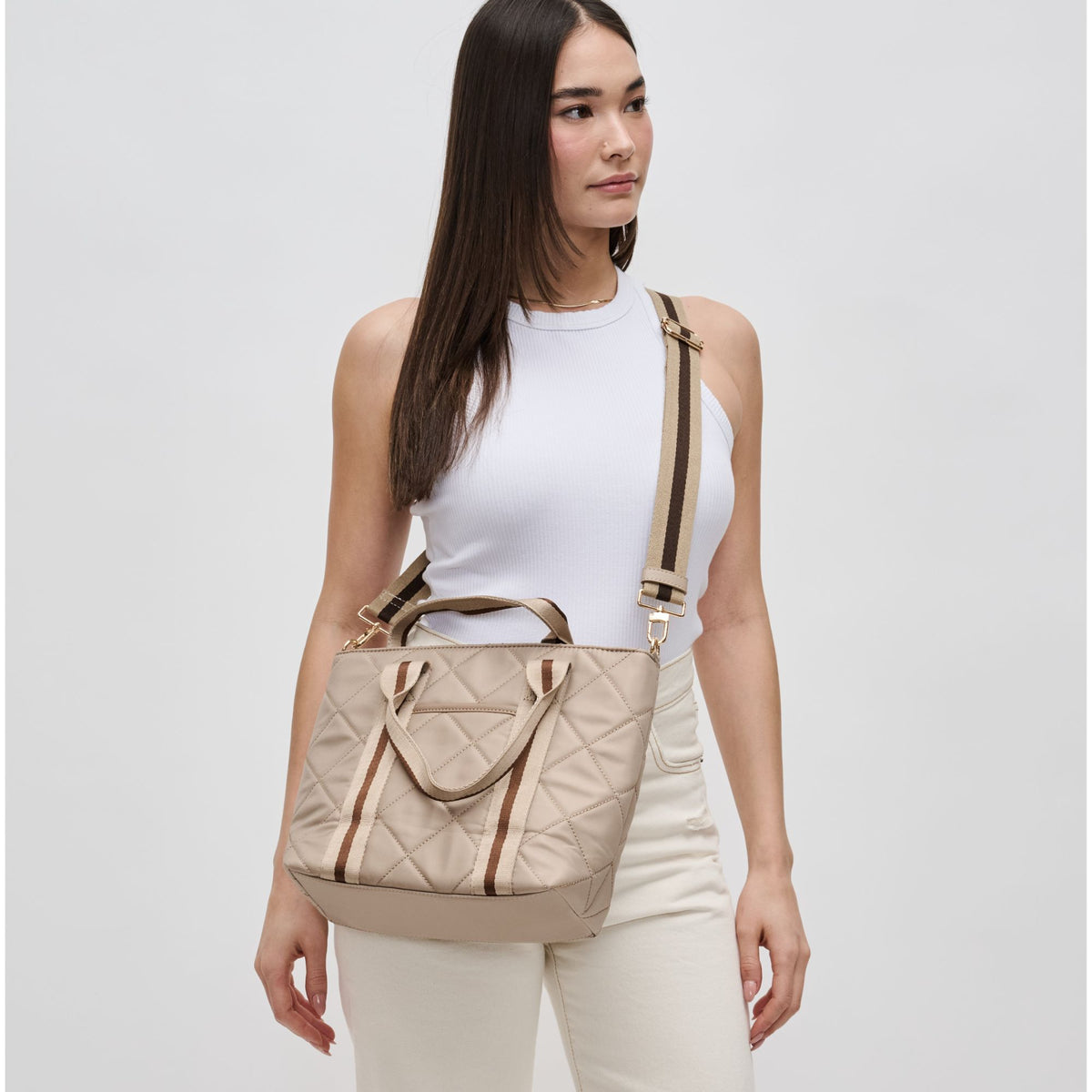 Woman wearing Nude Sol and Selene Motivator Mini Tote Mini Tote 841764107501 View 1 | Nude