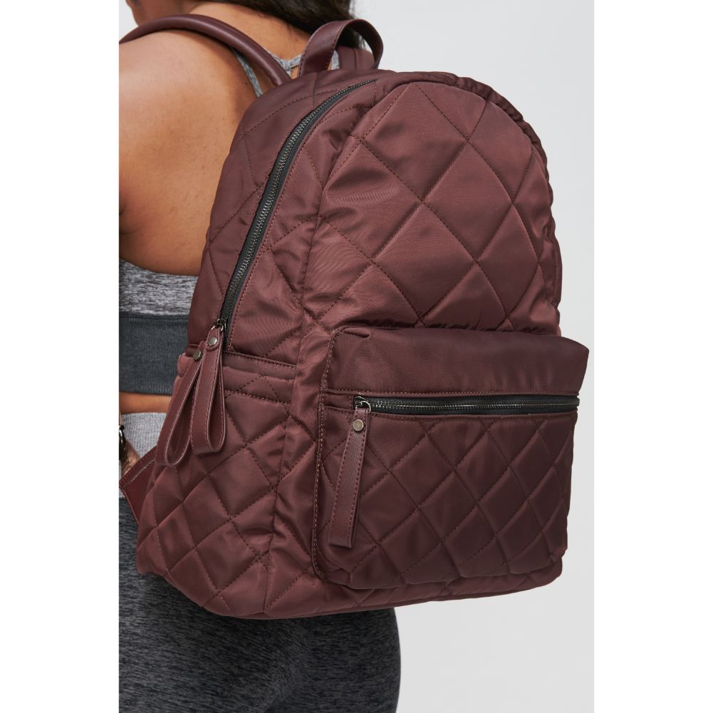 Woman wearing Eggplant Sol and Selene Motivator - Large Travel Backpack 841764101639 View 2 | Eggplant